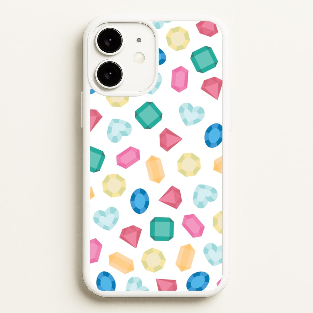Cartoon Multicoloured Gems Pattern - Patterns Phone Case for iPhone 11