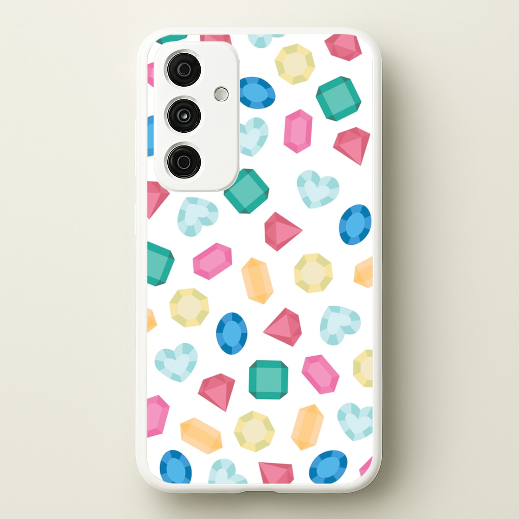 Cartoon Multicoloured Gems Pattern - Patterns Phone Case for Galaxy A35