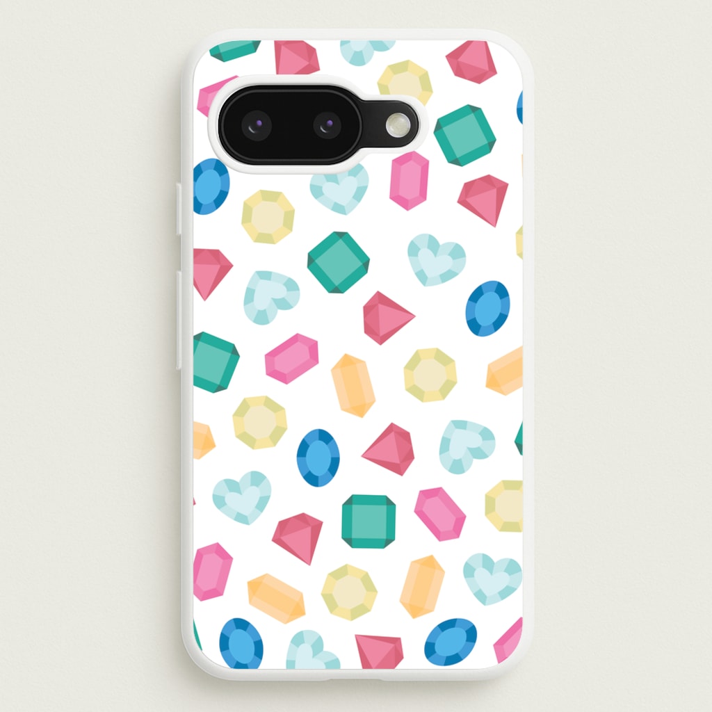 Cartoon Multicoloured Gems Pattern - Patterns Phone Case for Google Pixel 9a