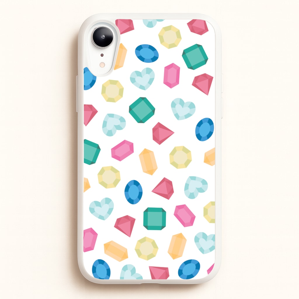 Cartoon Multicoloured Gems Pattern - Patterns Phone Case for iPhone XR