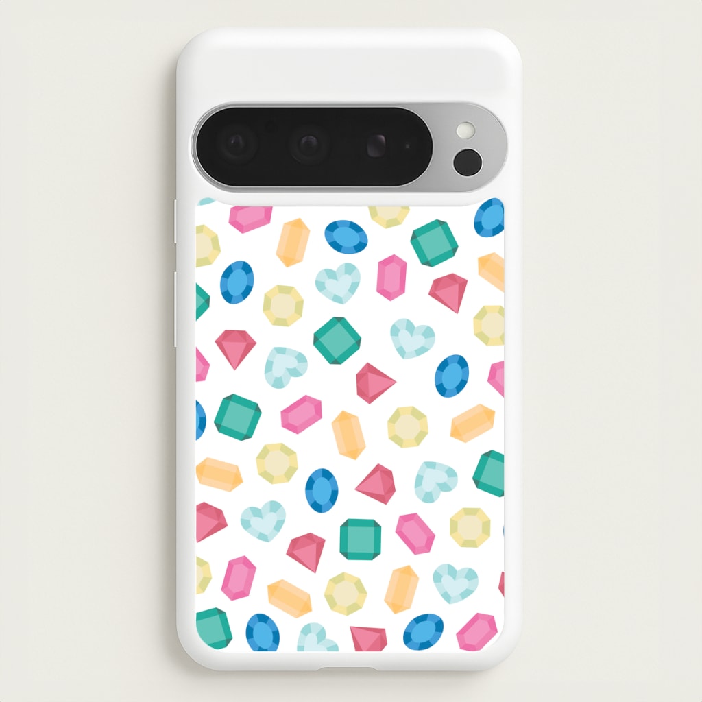 Cartoon Multicoloured Gems Pattern - Patterns Phone Case for Google Pixel 9 Pro XL