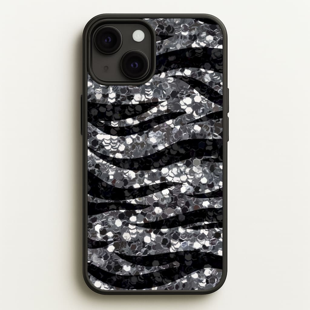 Silver Sequin Tiger Pattern - Patterns Phone Case for iPhone 13 Mini