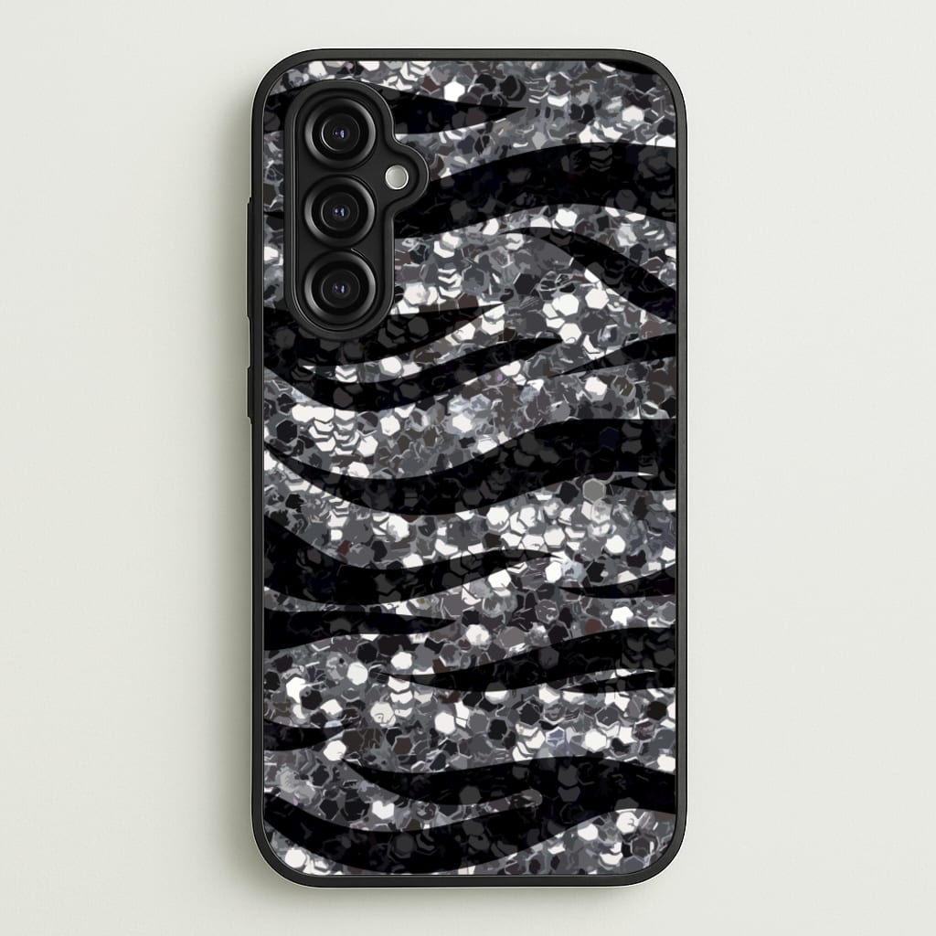 Silver Sequin Tiger Pattern - Patterns Phone Case for Galaxy A14