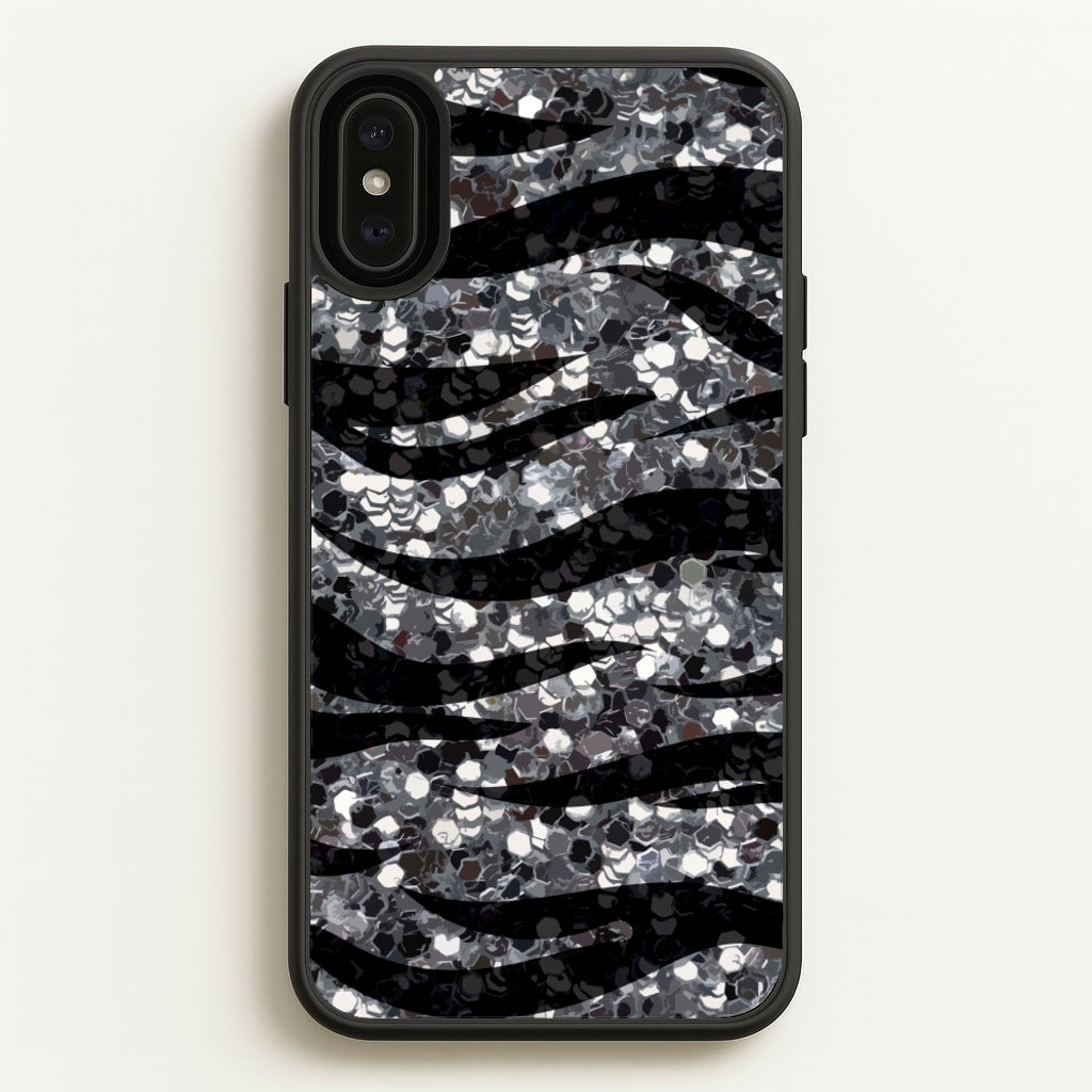 Silver Sequin Tiger Pattern - Patterns Phone Case for iPhone XS Max
