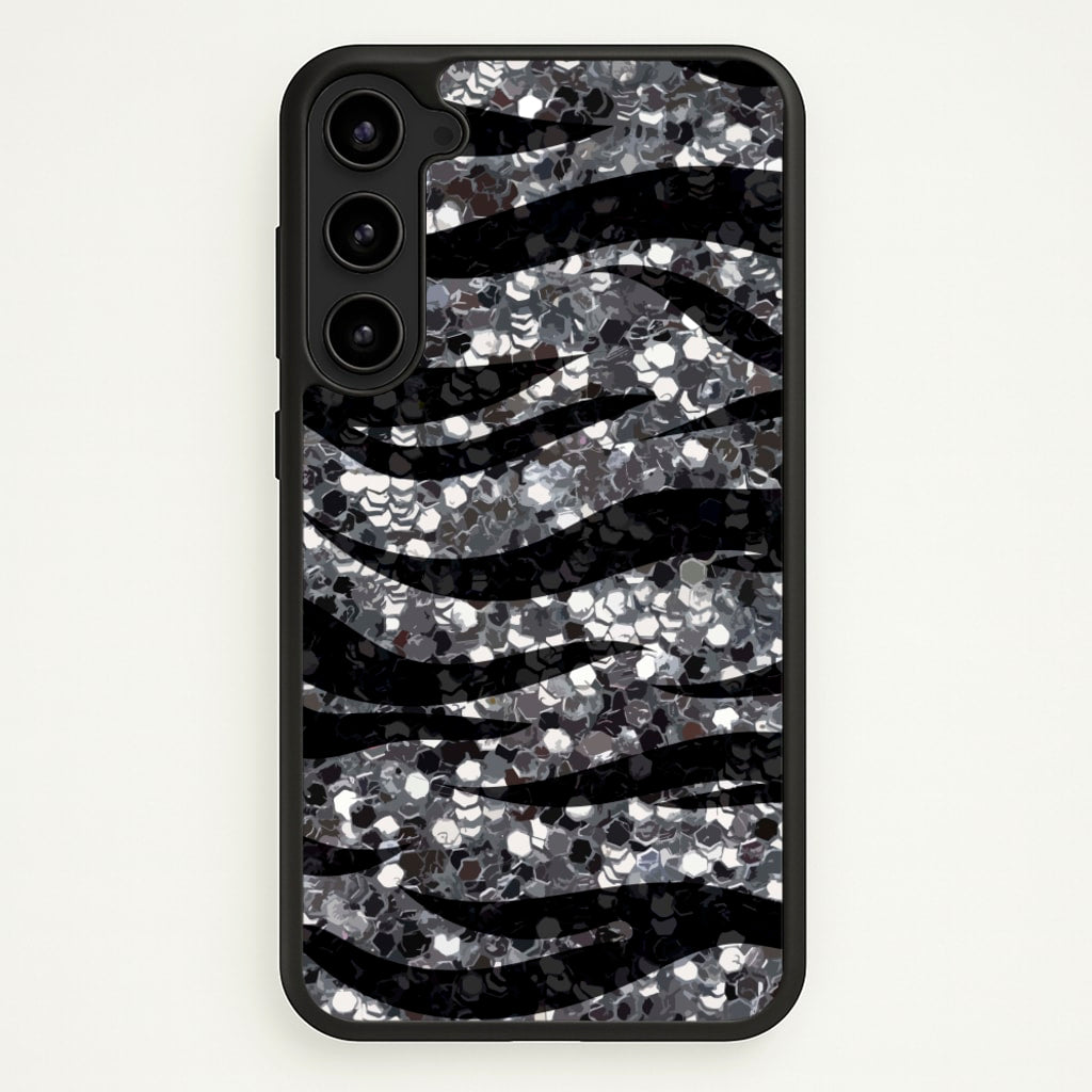 Silver Sequin Tiger Pattern - Patterns Phone Case for Galaxy S23 Plus