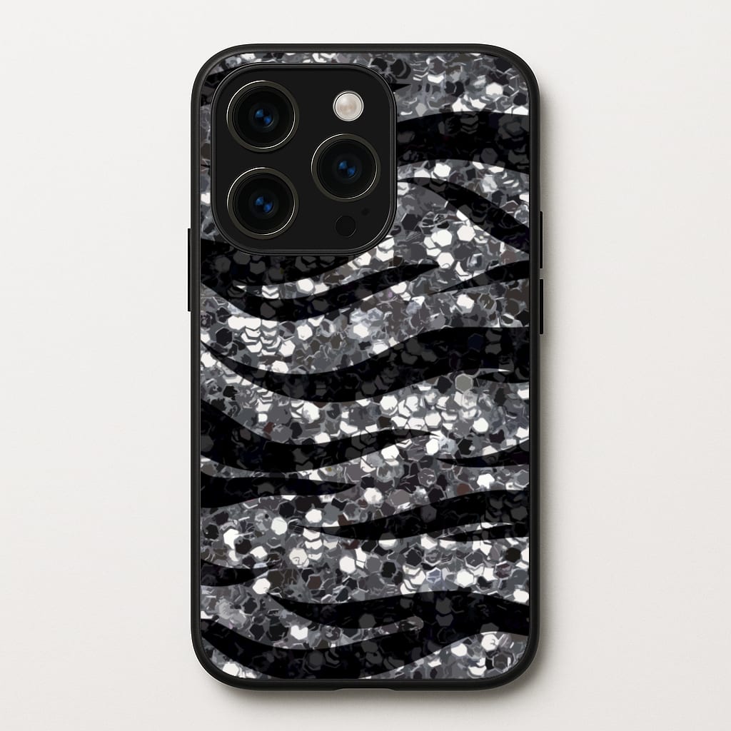 Silver Sequin Tiger Pattern - Patterns Phone Case for iPhone 14 Pro