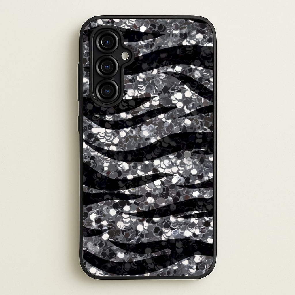 Silver Sequin Tiger Pattern - Patterns Phone Case for Galaxy A54