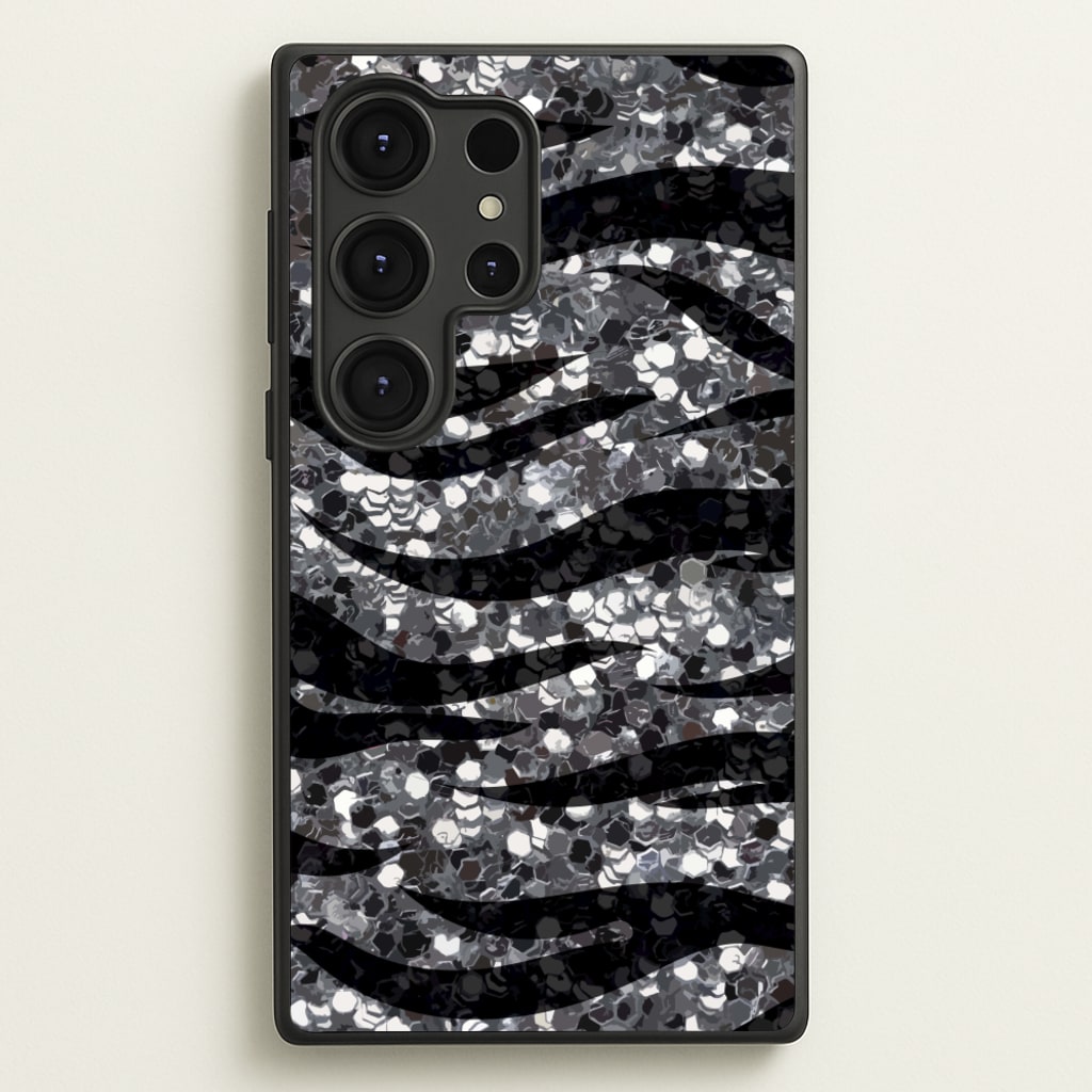 Silver Sequin Tiger Pattern - Patterns Phone Case for Galaxy S25 Ultra