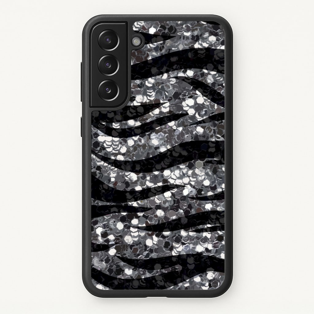 Silver Sequin Tiger Pattern - Patterns Phone Case for Galaxy S21