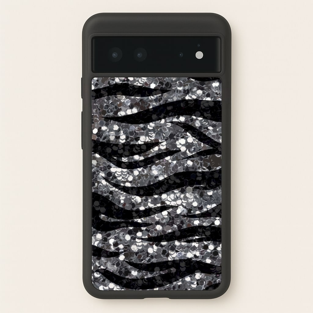 Silver Sequin Tiger Pattern - Patterns Phone Case for Google Pixel 6