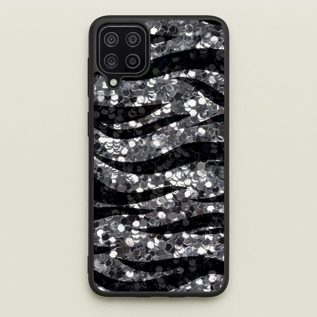 Silver Sequin Tiger Pattern - Patterns Phone Case for Galaxy A12