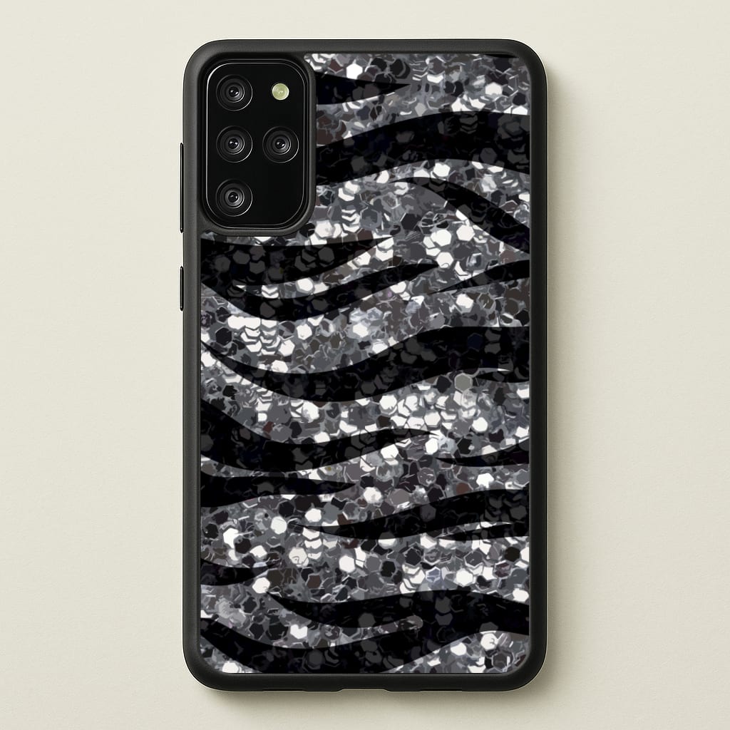 Silver Sequin Tiger Pattern - Patterns Phone Case for Galaxy S20 Plus