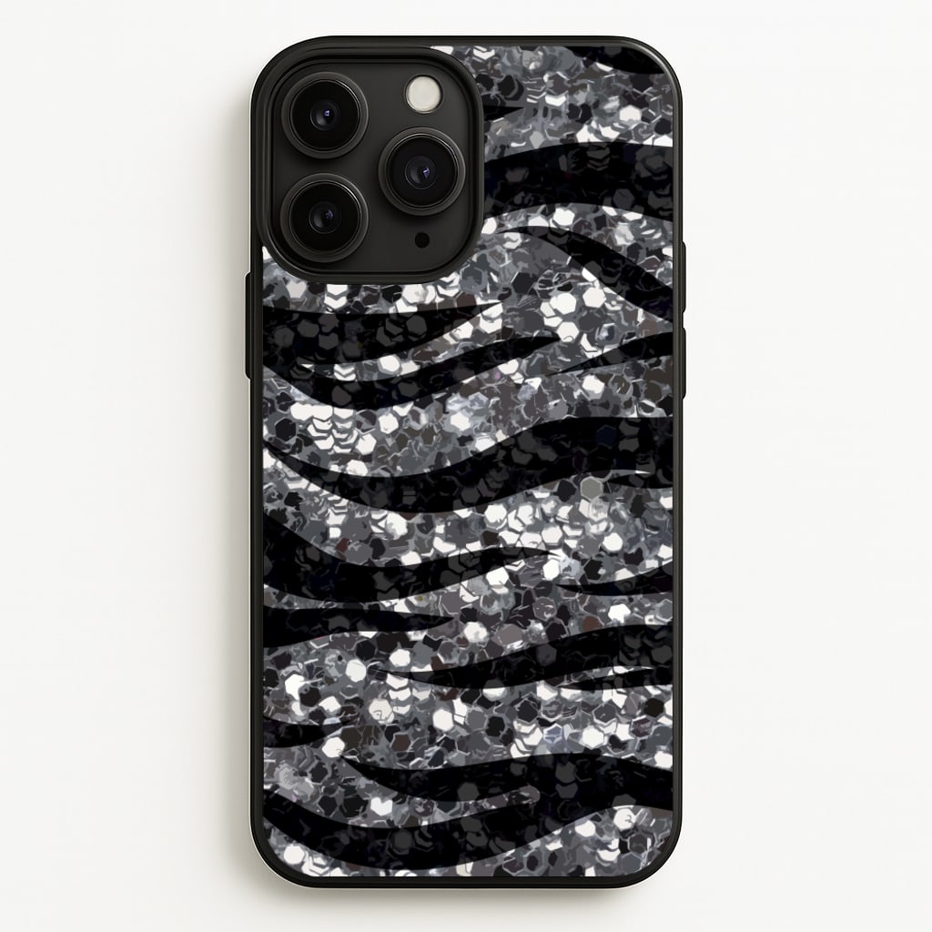 Silver Sequin Tiger Pattern - Patterns Phone Case for iPhone 11 Pro
