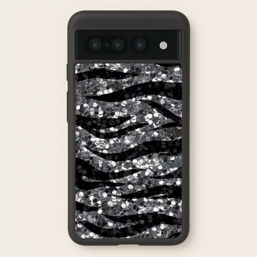 Silver Sequin Tiger Pattern - Patterns Phone Case for Google Pixel 7 Pro