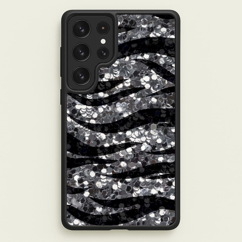 Silver Sequin Tiger Pattern - Patterns Phone Case for Galaxy S22 Ultra