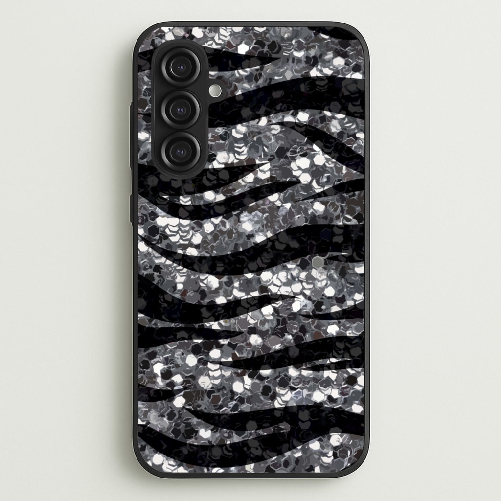 Silver Sequin Tiger Pattern - Patterns Phone Case for Galaxy S23FE