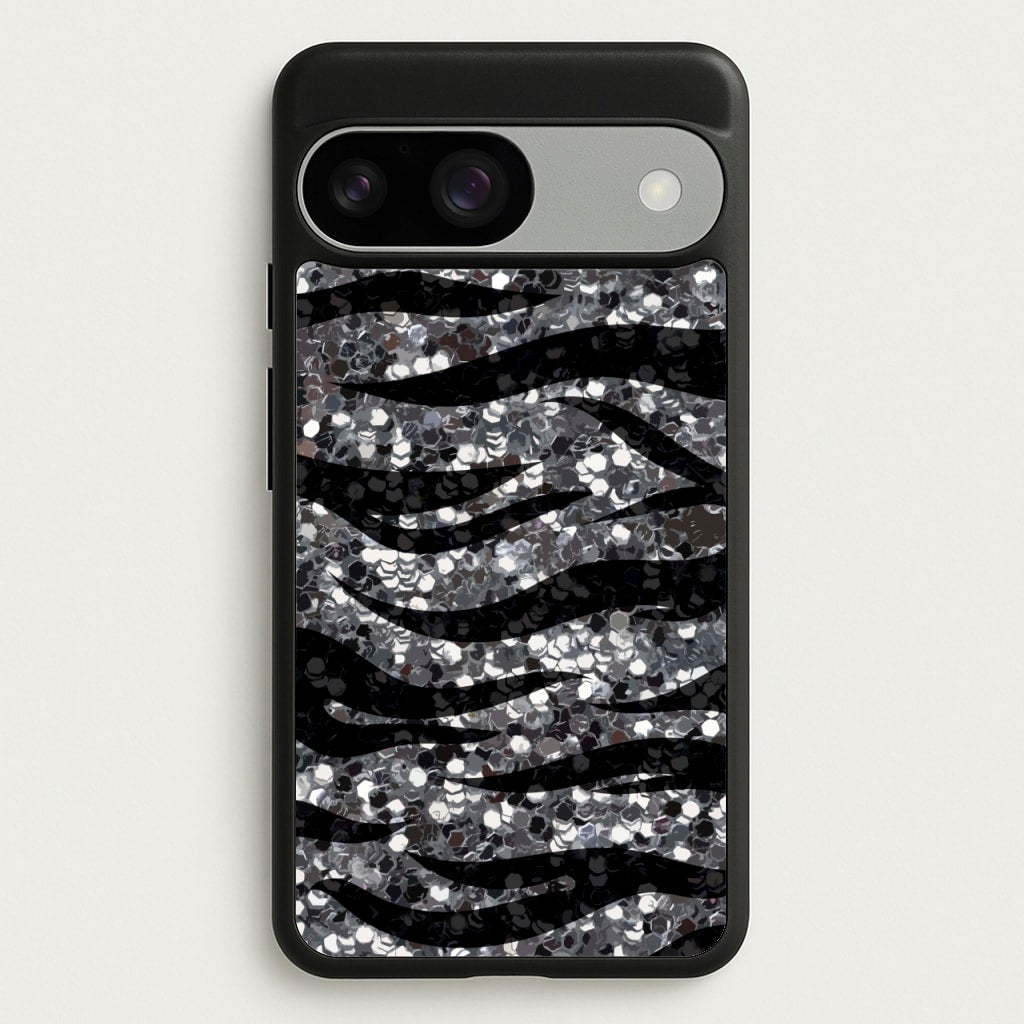 Silver Sequin Tiger Pattern - Patterns Phone Case for Google Pixel 9 / 9 Pro