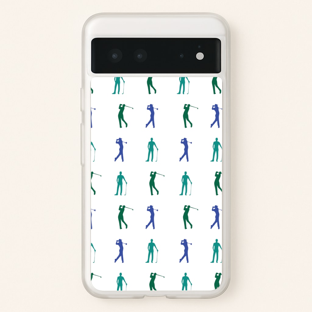 Golfer Silhouettes Pattern - Golf Phone Case for Google Pixel 6