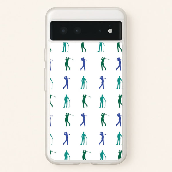 Golfer Silhouettes Pattern - Golf Phone Case for Google Pixel 6