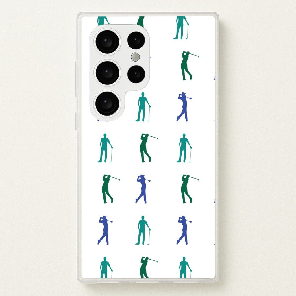 Golfer Silhouettes Pattern - Golf Phone Case for Galaxy S24 Ultra