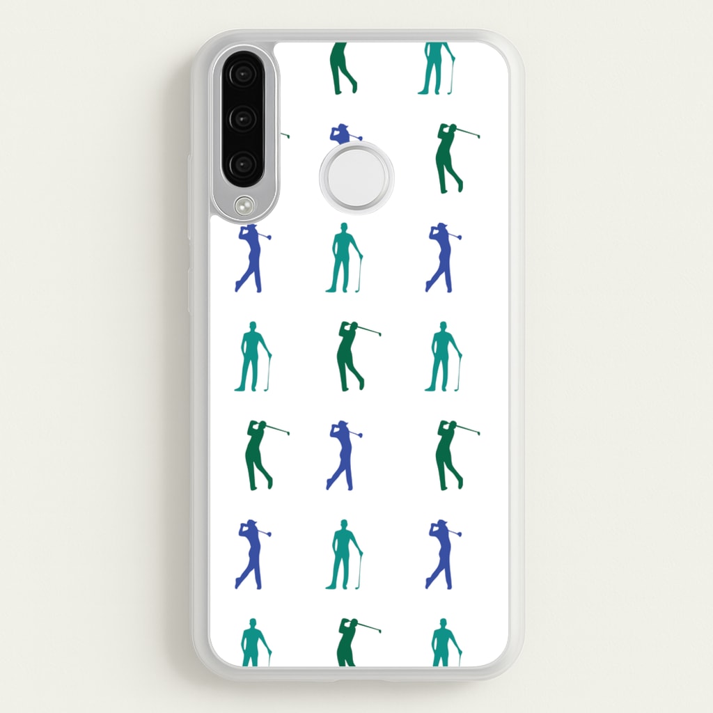 Golfer Silhouettes Pattern - Golf Phone Case for Huawei P30 Lite