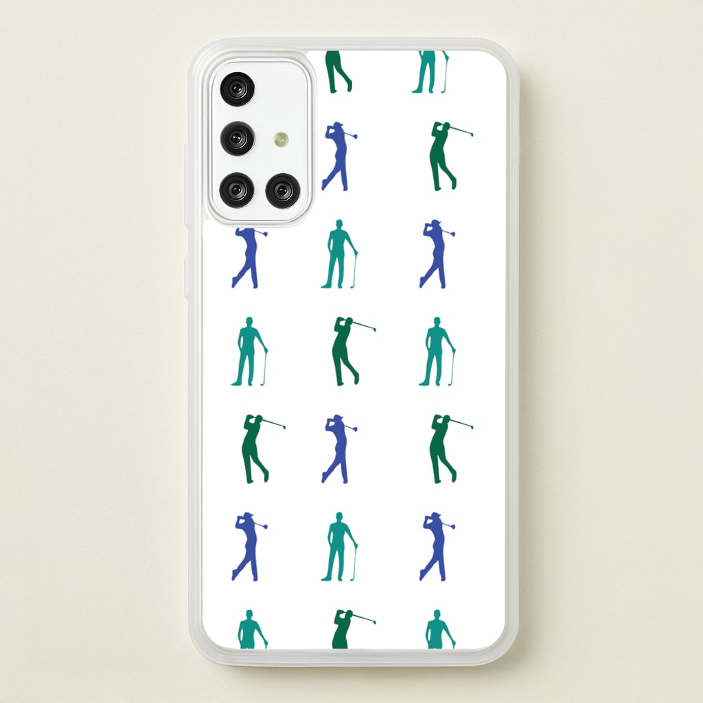 Golfer Silhouettes Pattern - Golf Phone Case for Galaxy A71