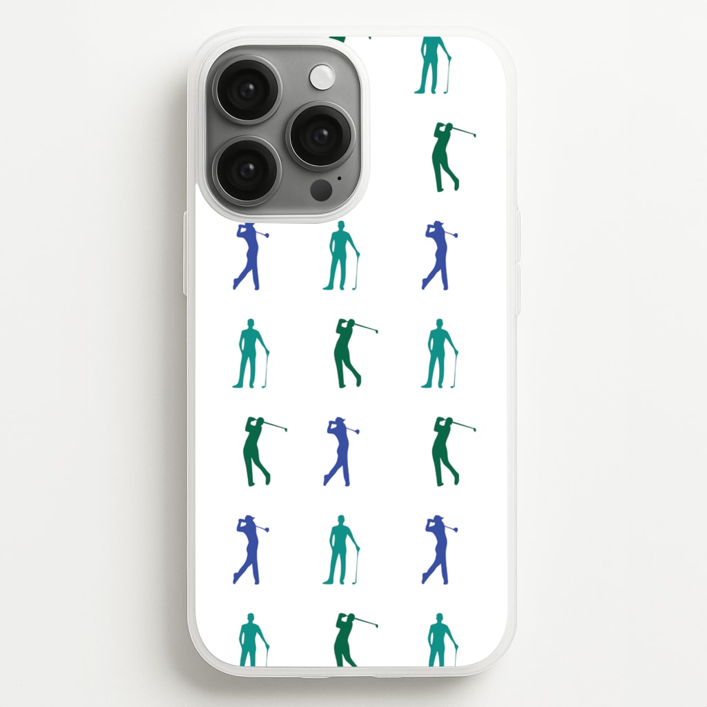 Golfer Silhouettes Pattern - Golf Phone Case for iPhone 13 Pro Max