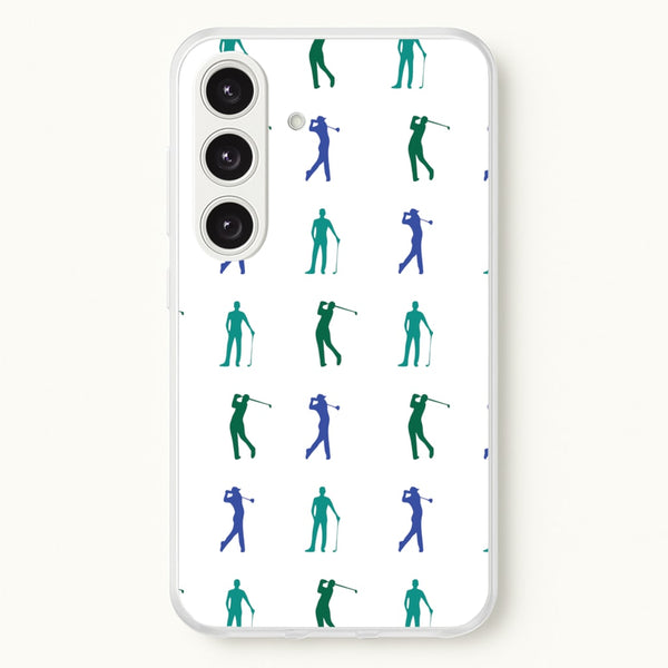 Golfer Silhouettes Pattern - Golf Phone Case for Galaxy S24 Plus