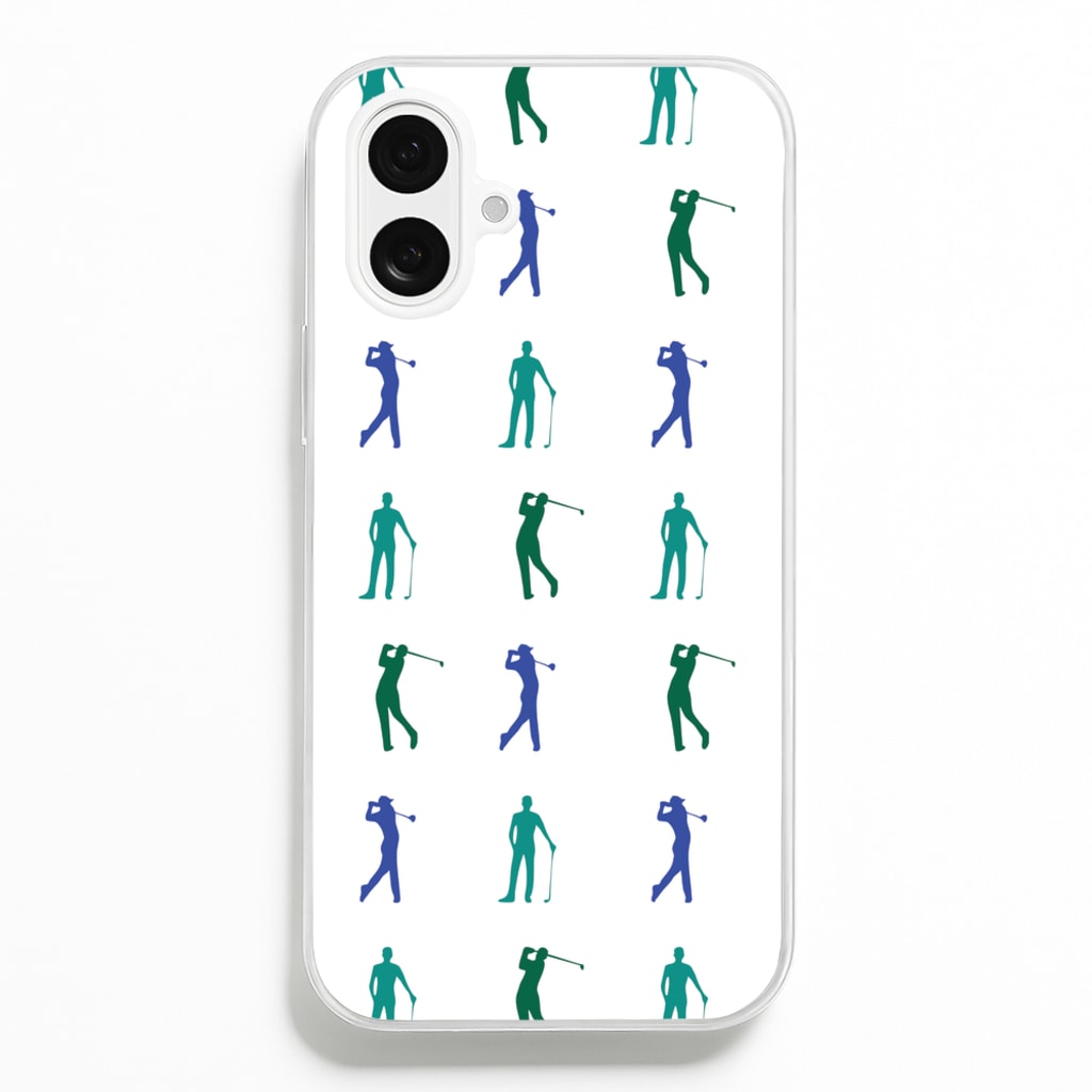 Golfer Silhouettes Pattern - Golf Phone Case for iPhone 16 Plus