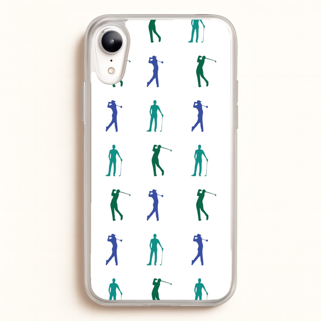 Golfer Silhouettes Pattern - Golf Phone Case for iPhone XR