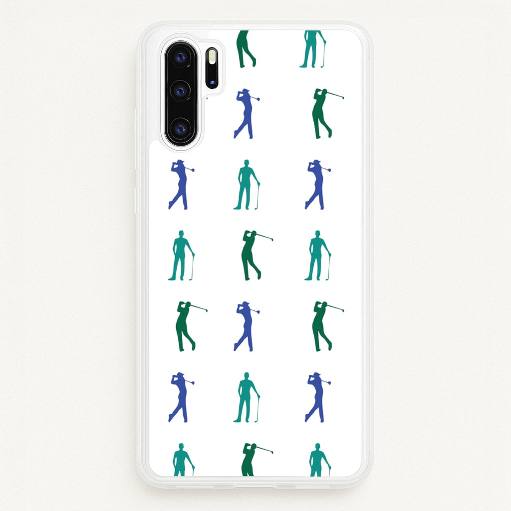 Golfer Silhouettes Pattern - Golf Phone Case for Huawei P30 Pro