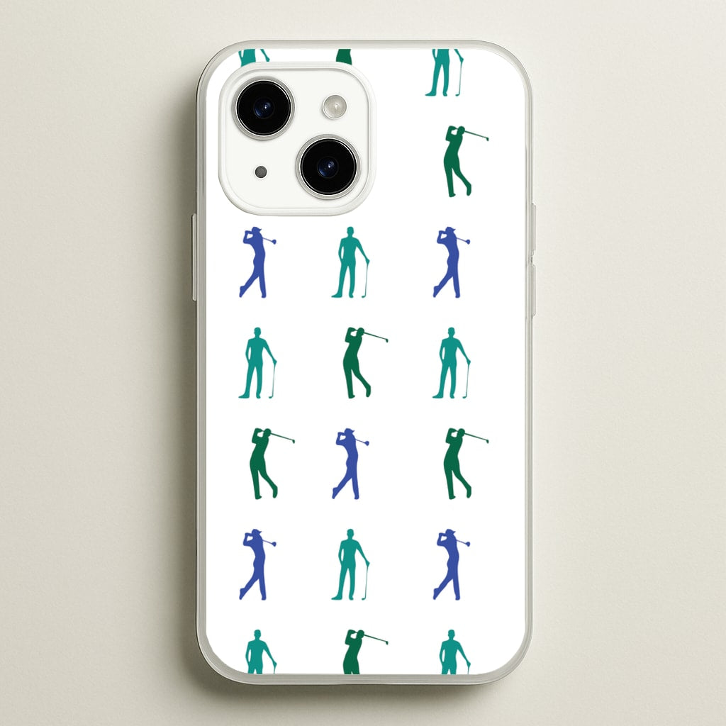 Golfer Silhouettes Pattern - Golf Phone Case for iPhone 14