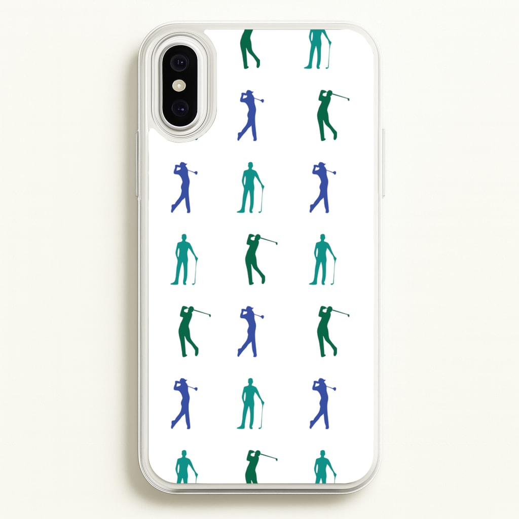 Golfer Silhouettes Pattern - Golf Phone Case for iPhone XS Max