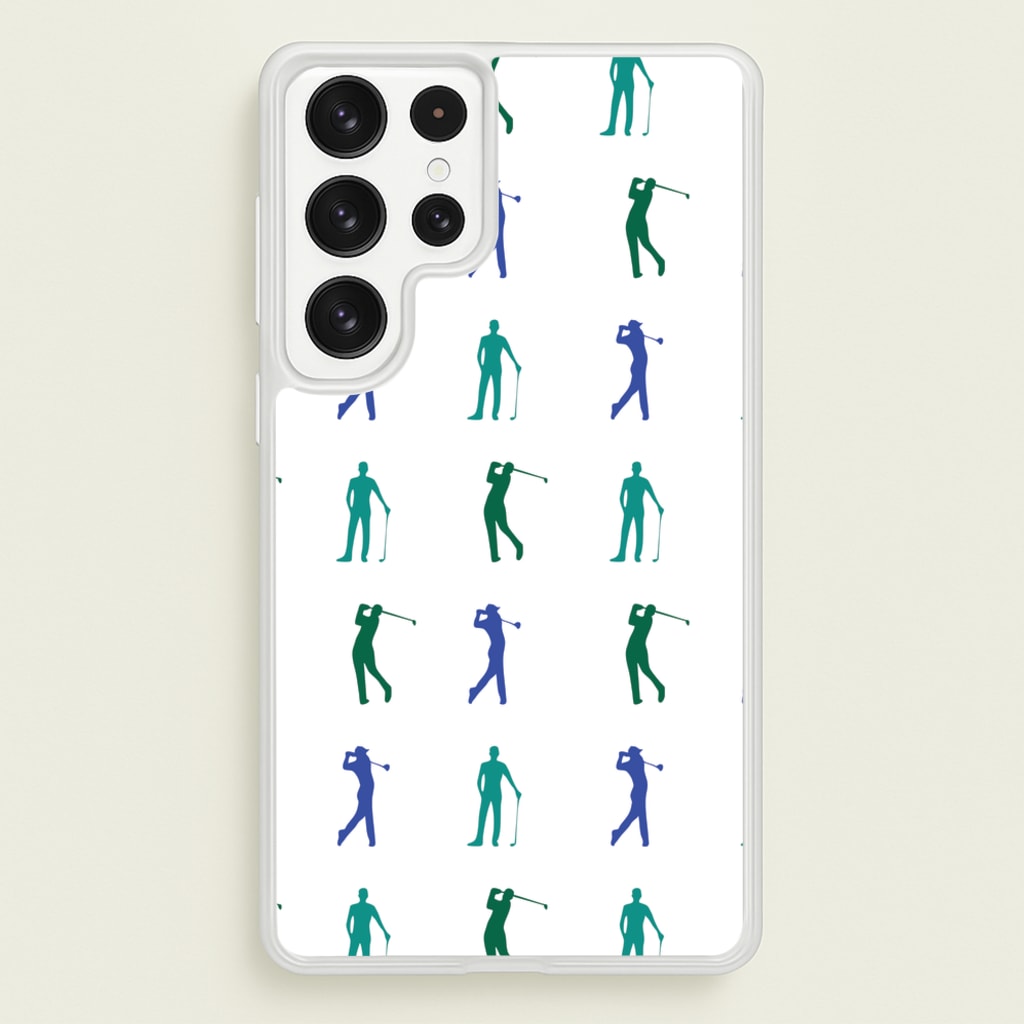 Golfer Silhouettes Pattern - Golf Phone Case for Galaxy S22 Ultra