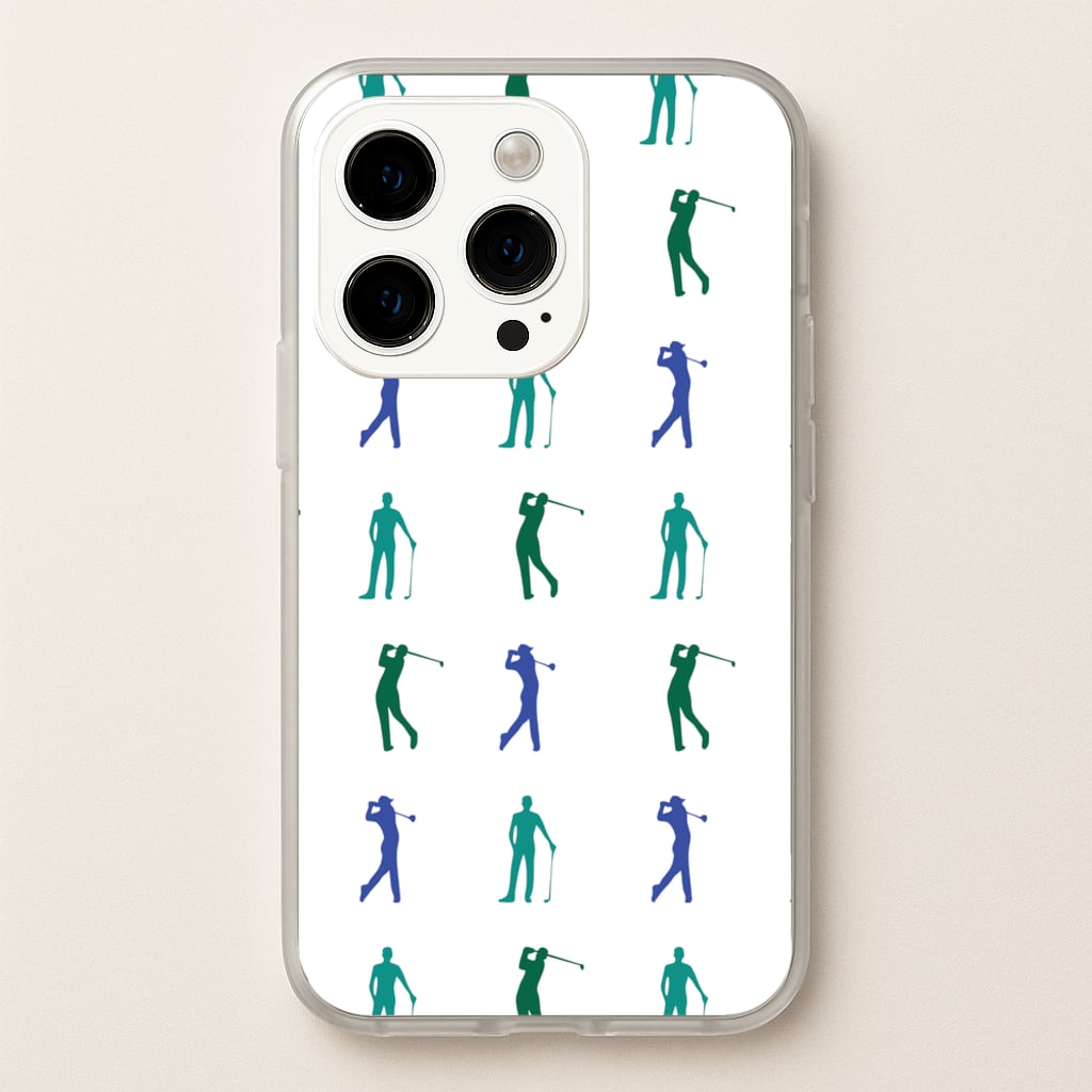 Golfer Silhouettes Pattern - Golf Phone Case for iPhone 15 Pro