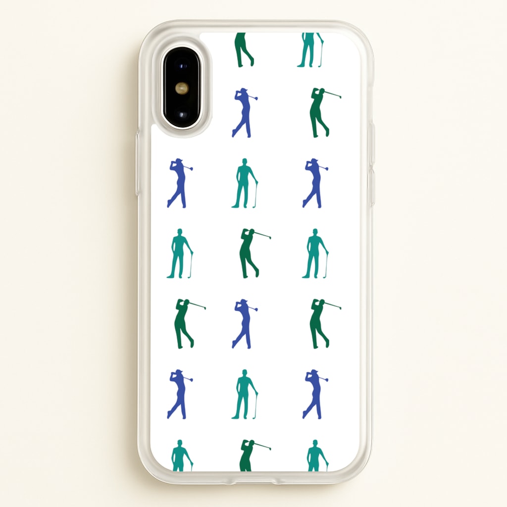 Golfer Silhouettes Pattern - Golf Phone Case for iPhone X / XS