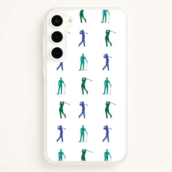 Golfer Silhouettes Pattern - Golf Phone Case for Galaxy S23 Plus