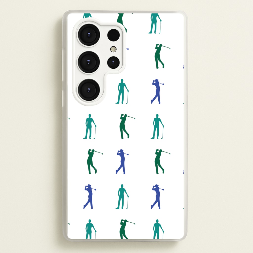 Golfer Silhouettes Pattern - Golf Phone Case for Galaxy S25 Ultra