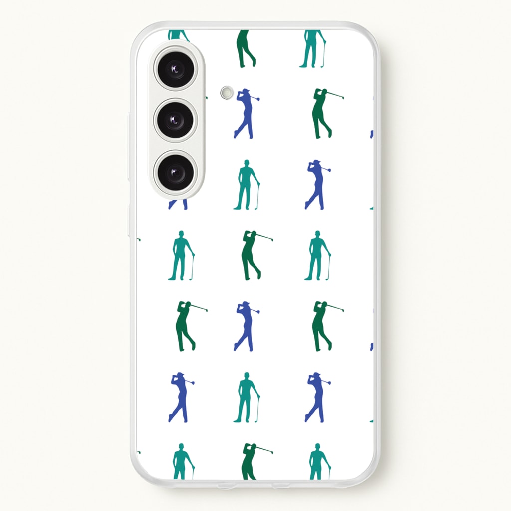 Golfer Silhouettes Pattern - Golf Phone Case for Galaxy S25