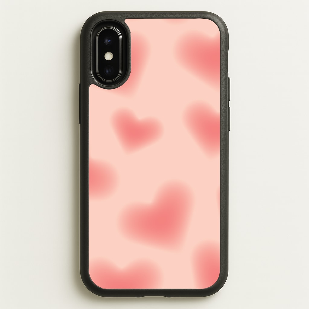 Gradient Red Hearts Pattern - Summer Phone Case for iPhone X / XS