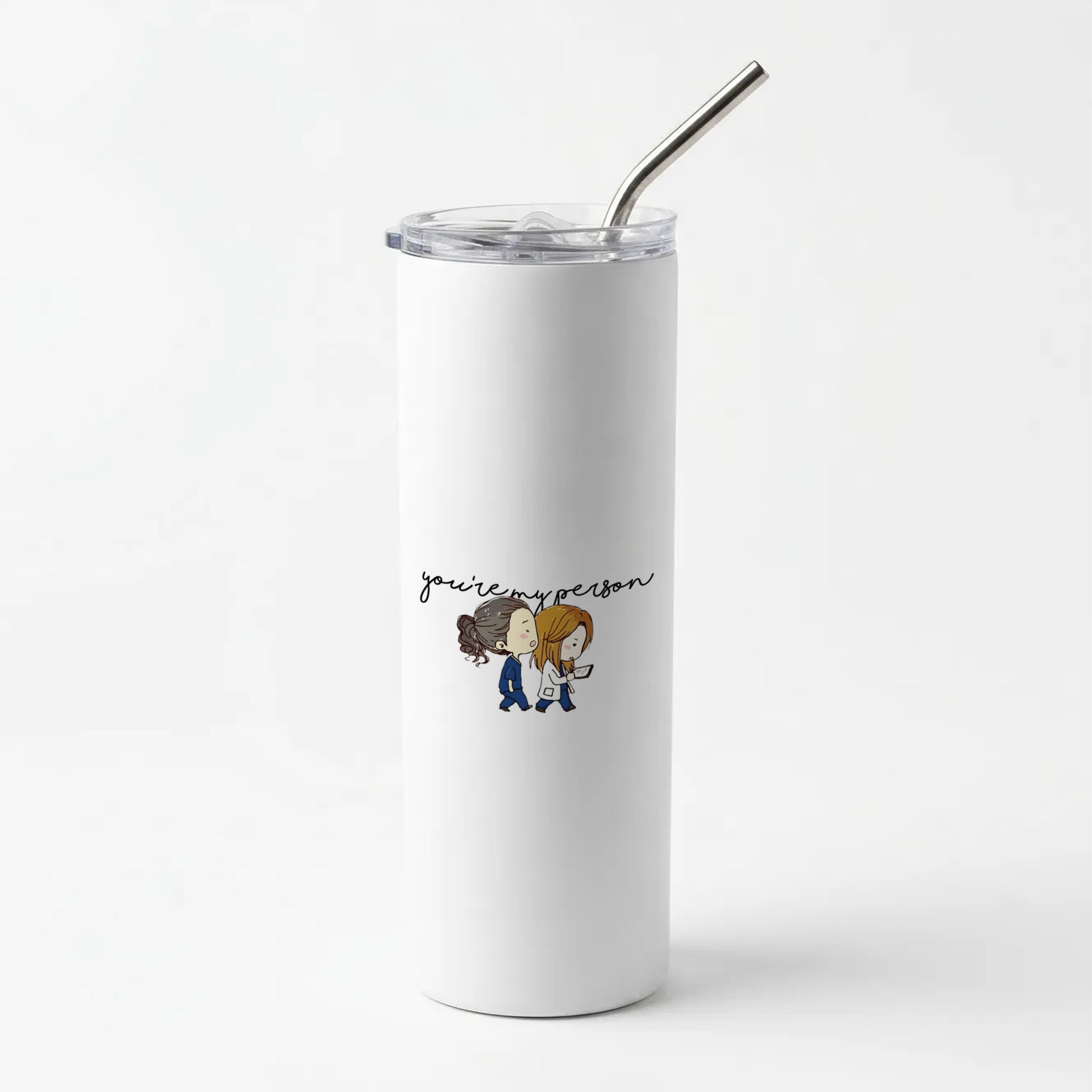 You're My Person Cartoon - Grey's Skinny Tumbler