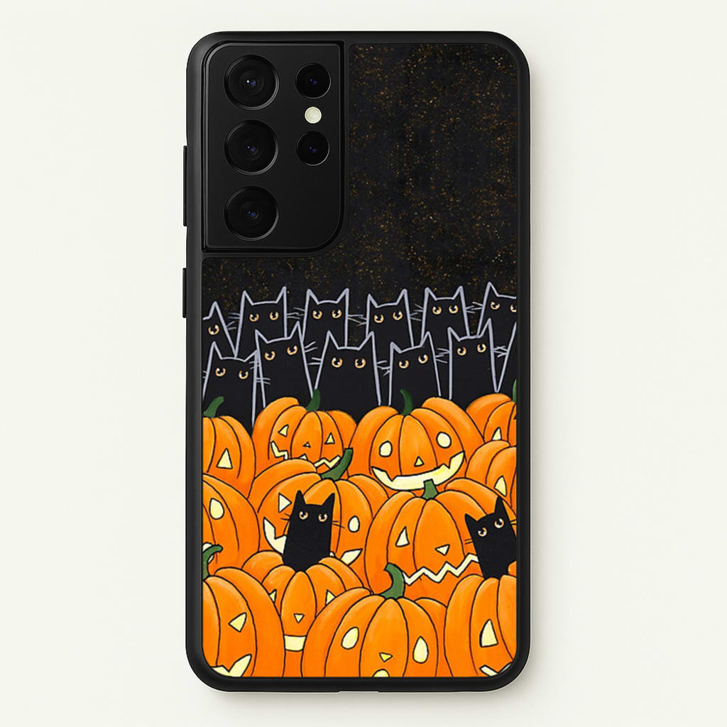Black Cats & Lanterns - Halloween - Phone Case for Galaxy S21 Ultra