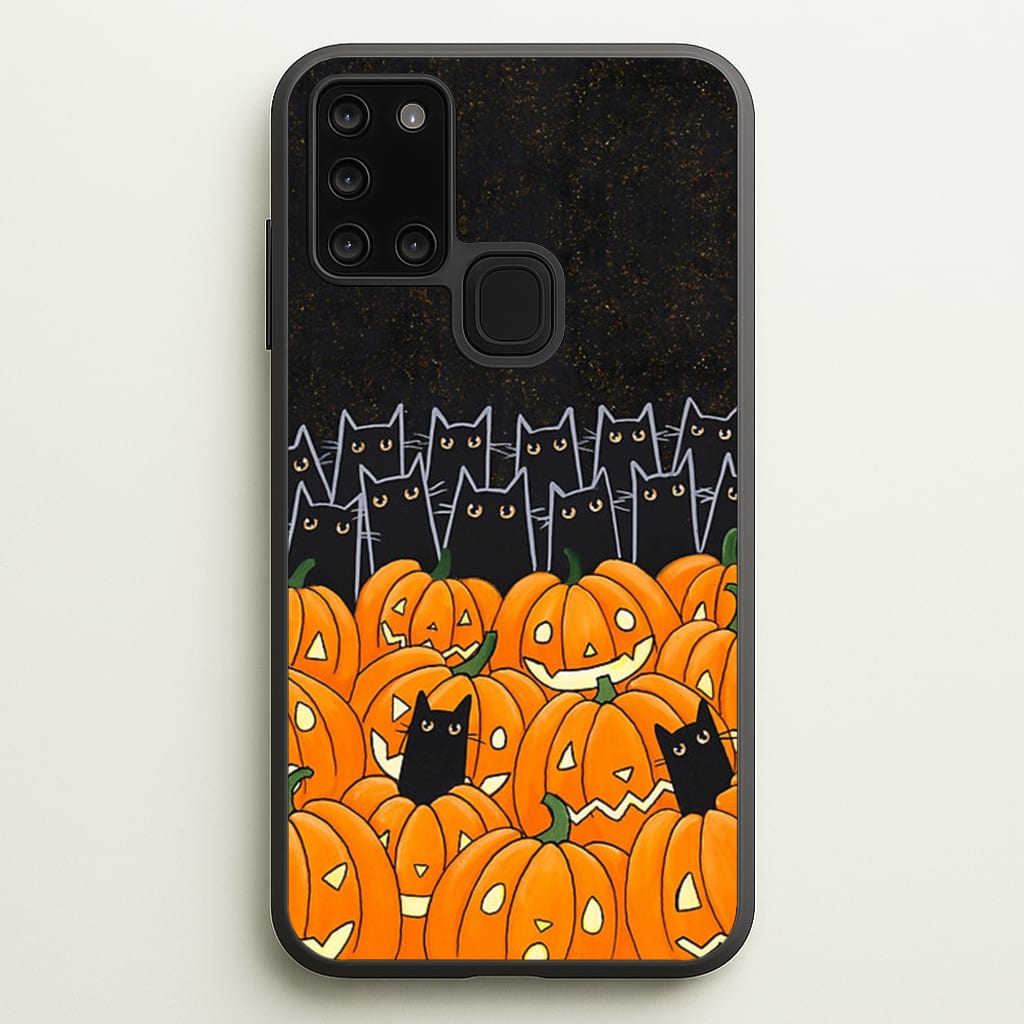 Black Cats & Lanterns - Halloween - Phone Case for Galaxy A21s