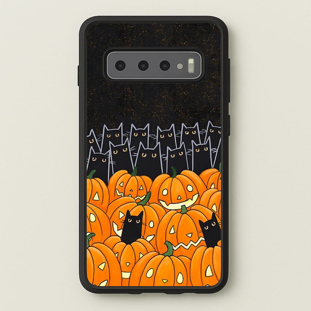 Black Cats & Lanterns - Halloween - Phone Case for Galaxy S10 Plus