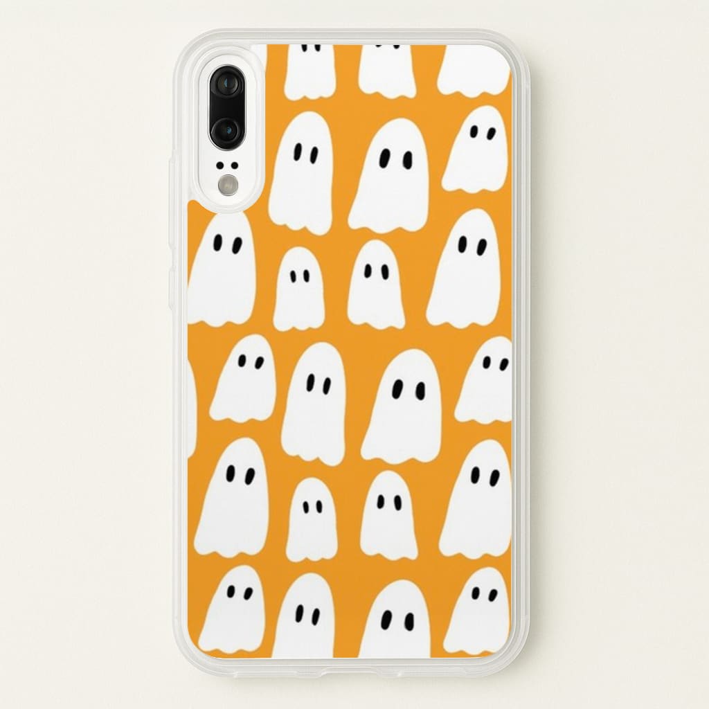 Orange Ghost Halloween Pattern - Phone Case for Huawei P20