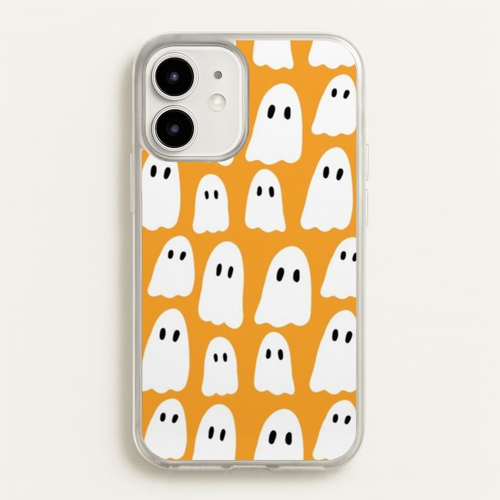 Orange Ghost Halloween Pattern - Phone Case for iPhone 12 / 12 Pro