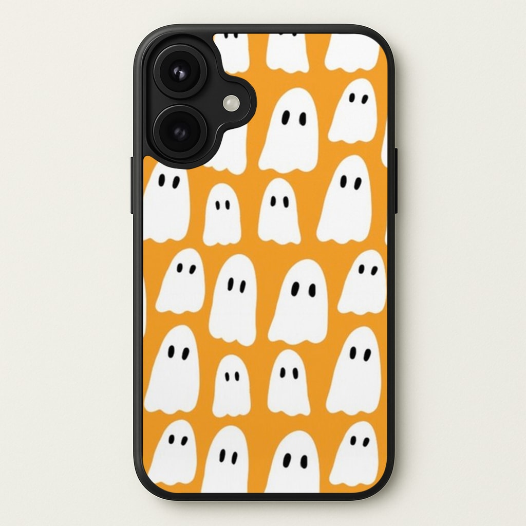 Orange Ghost Halloween Pattern Phone Case for iPhone 17