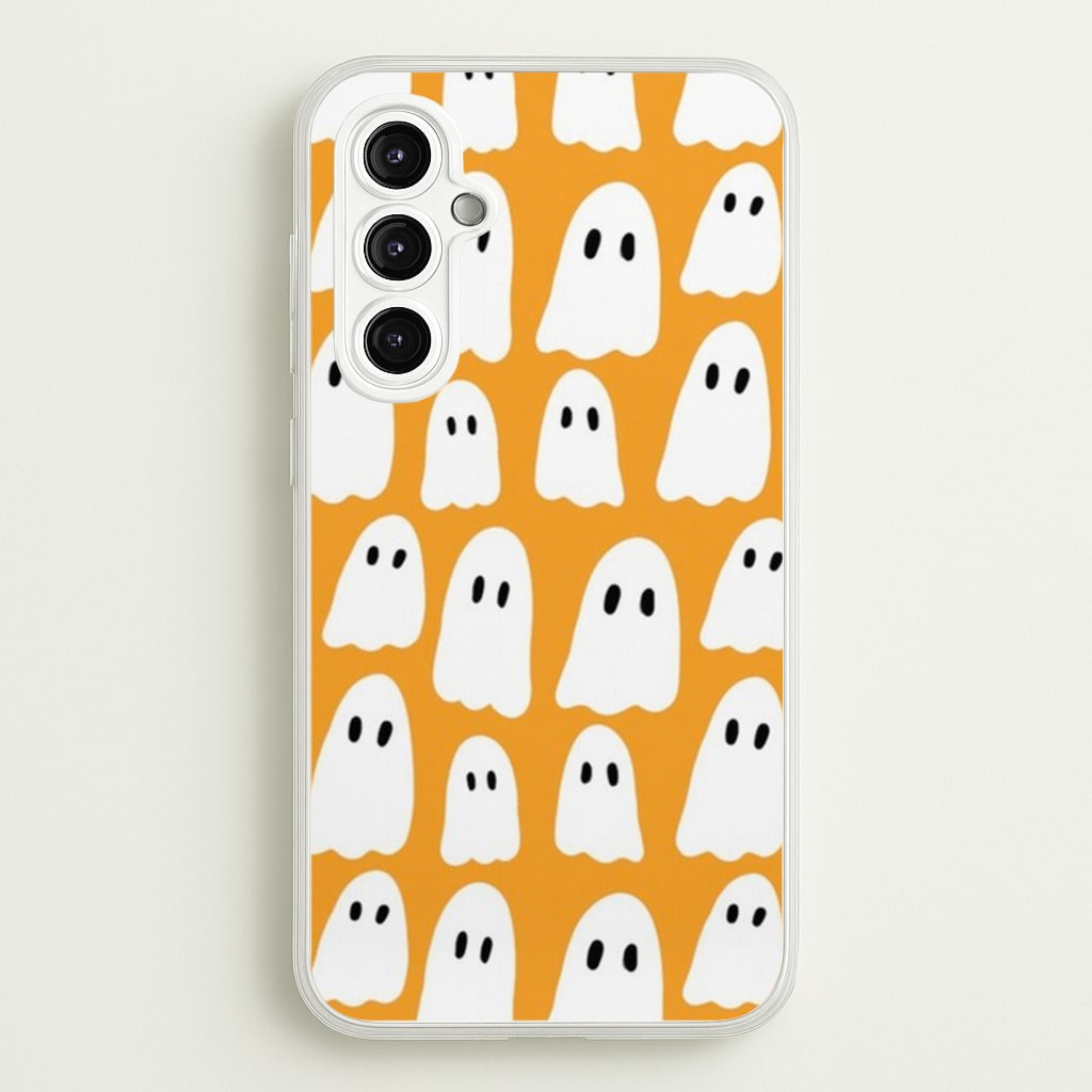 Orange Ghost Halloween Pattern - Phone Case for Galaxy A14