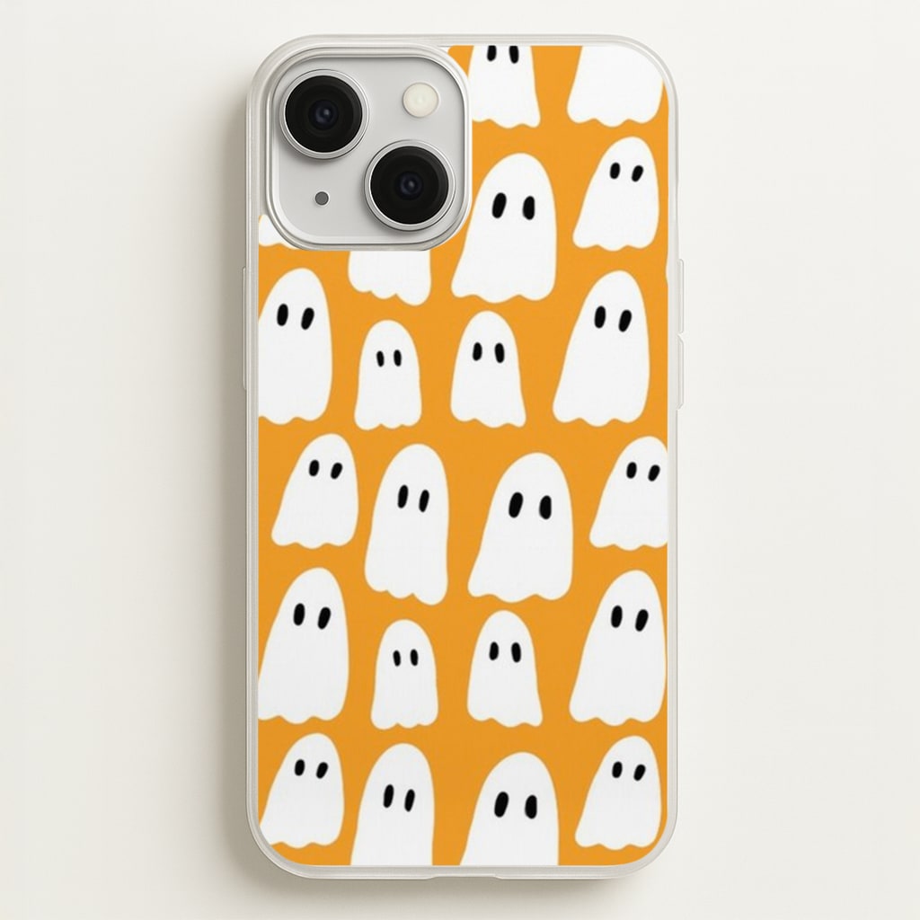 Orange Ghost Halloween Pattern - Phone Case for iPhone 13 Mini