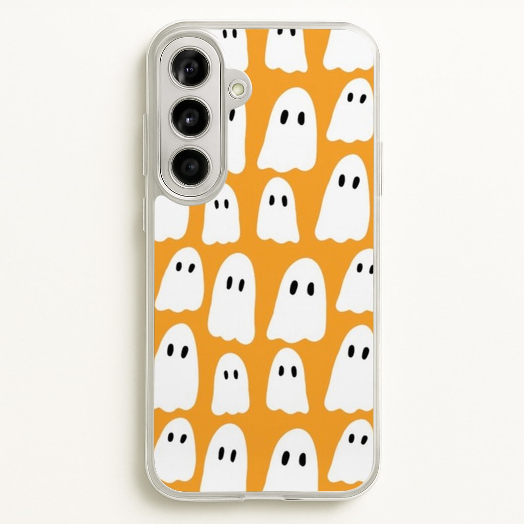Orange Ghost Halloween Pattern - Phone Case for Galaxy A56